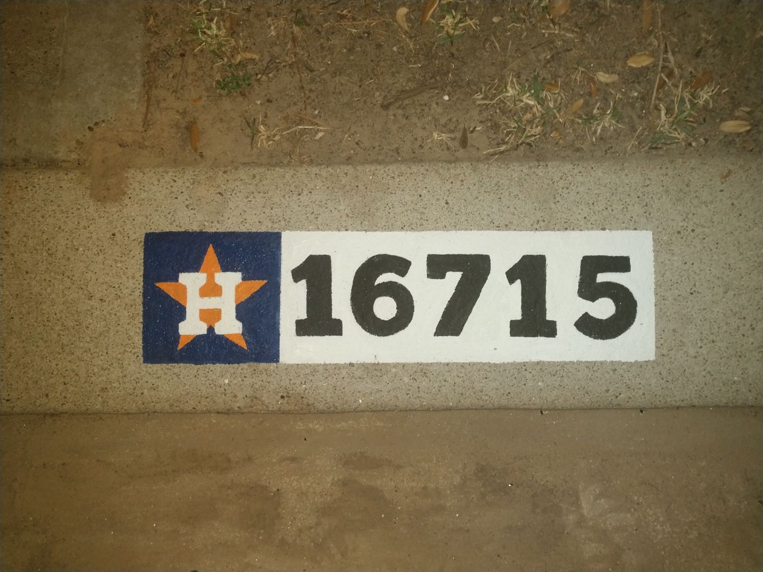 Houston Astros themed curb painting in Houston Texas